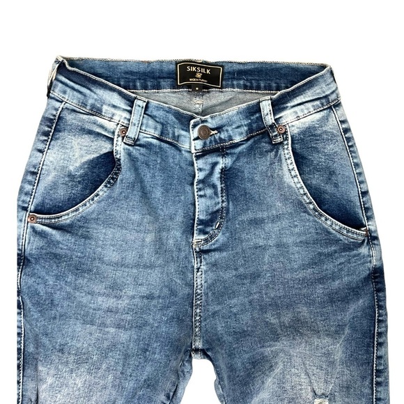 SikSilk Distressed Skinny Denim Midwash Jeans NWT - Size Small - Picture 3 of 10